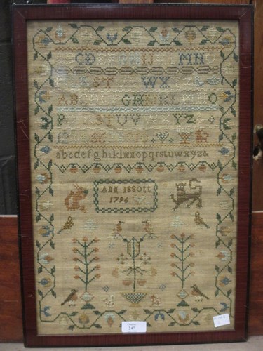 Lot 247 - A 1796 sampler, 44 x 28.5cm