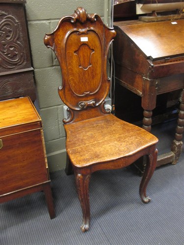 Lot 373 - A Victorian oak hall chair