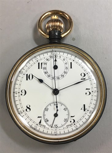 Lot 167 - An unsigned continental open faced chronograph pocket watch