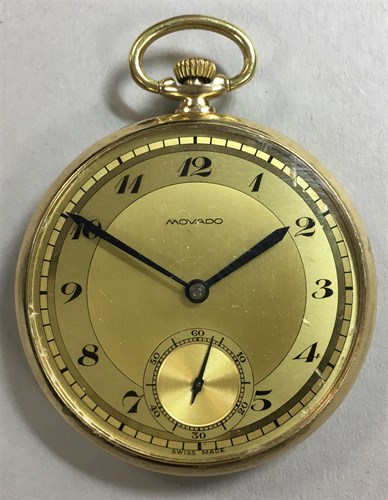 Lot 175 - Movado - an open faced dress pocket watch