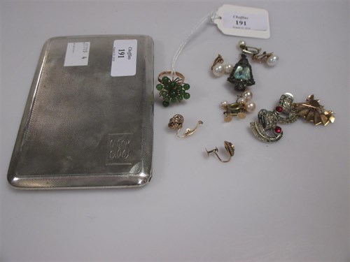Lot 191 - A silver pocket cigarette case (6ozt) and a...