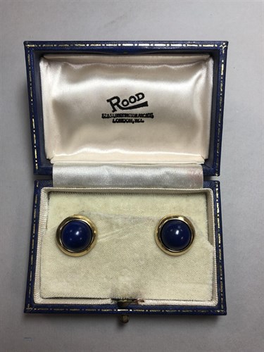 Lot 257 - A pair of lapis lazuli earclips