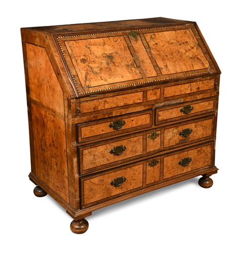 Lot 393 - An early 18th century Austrian walnut bureau,...