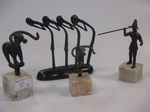 Lot 47 - A miniature bronze model after Giacometti,...
