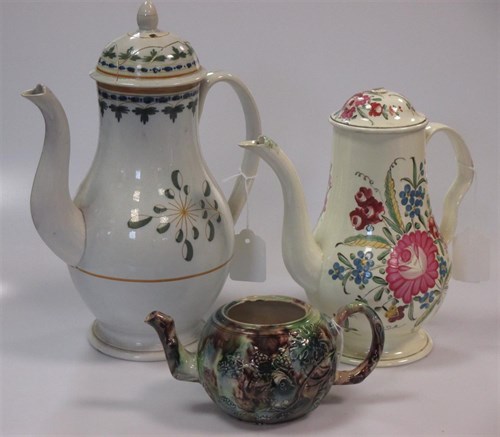 Lot 53 - Two 18th century pottery coffee pots and a...