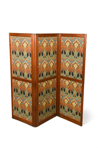Lot 213 - An Arts & Crafts three panel screen in the manner of William Morris