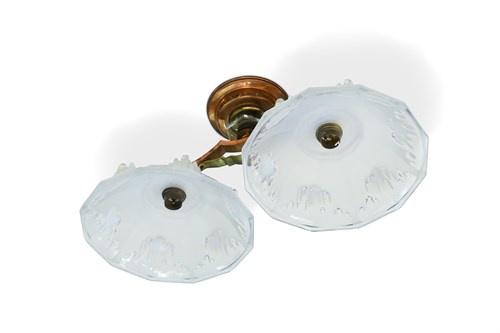 Lot 180 - A pair of Art Deco twin-branch ceiling lights (2)