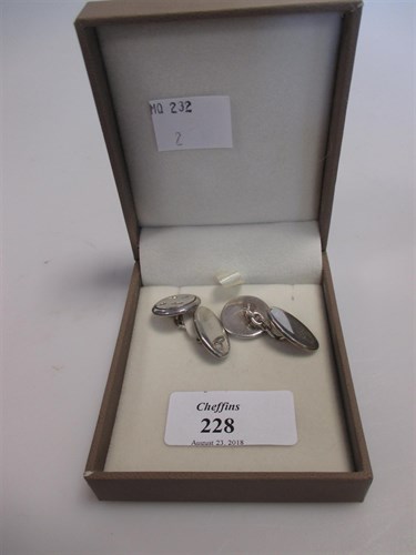 Lot 228 - A pair of hallmarked silver cufflinks