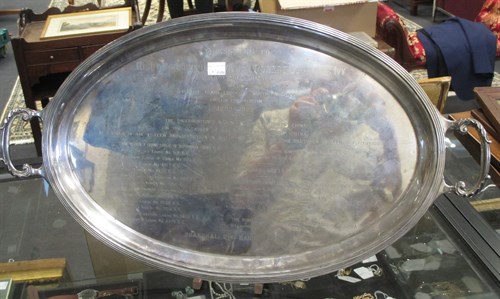 Lot 234 - An oval silver two handled tray by Mappin &...