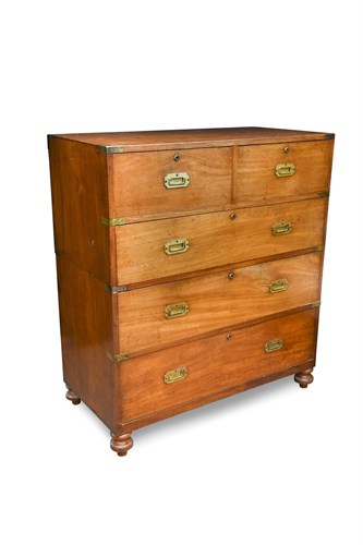 Lot 452 - An Irish mahogany and brass bound Campaign chest