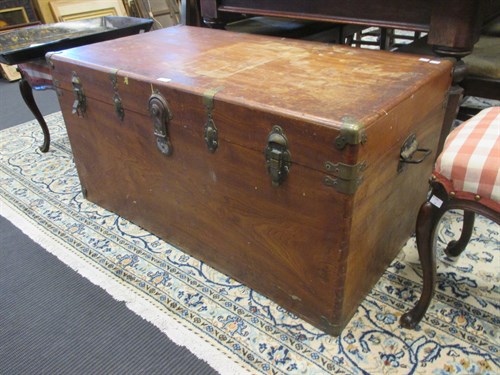 Lot 417 - A Camphorwood seaman's trunk with brass mounts...