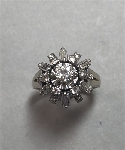 Lot 247 - A diamond ballerina cluster ring set in 18ct white gold
