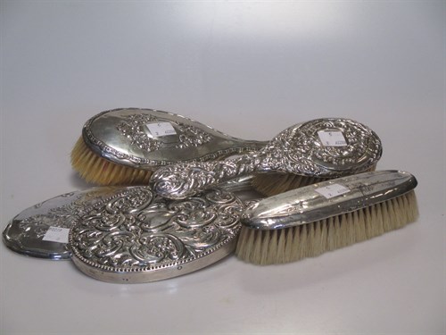 Lot 208 - 5 items of dressing table silver including two...