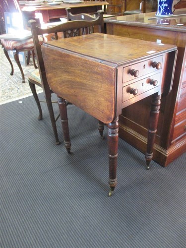 Lot 407 - A small Georgian mahogany pembroke table, an...