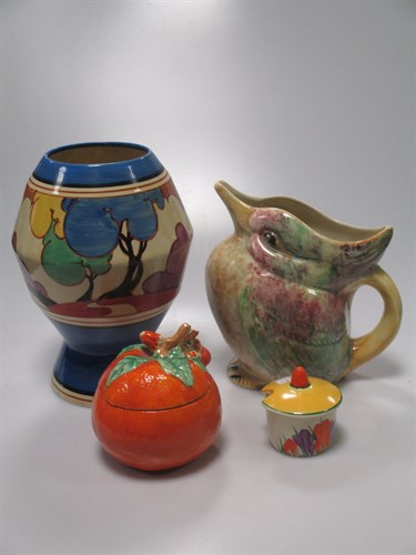 Lot 57 - Clarice Cliff Bizarre vase shape 342 (damaged),...