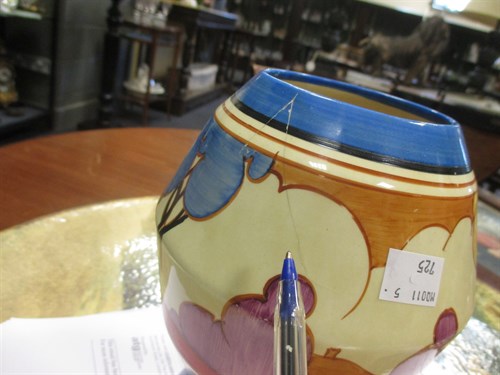 Lot 57 - Clarice Cliff Bizarre vase shape 342 (damaged),...