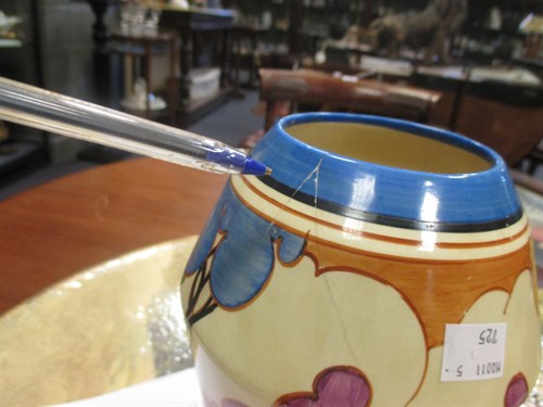 Lot 57 - Clarice Cliff Bizarre vase shape 342 (damaged),...