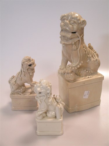 Lot 26 - Two 19th Century sets of blanc de chine Qilin (6)
