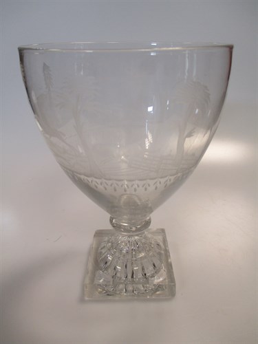 Lot 25 - A large Regency rummer, the bowl engraved with...