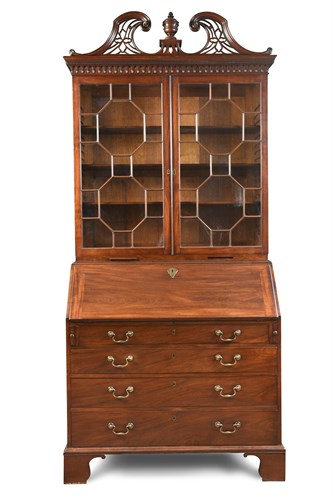 Lot 413 - A George III mahogany bureau bookcase