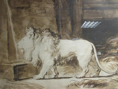 Lot 191 - After Fragonard, Study of a Lion, inscribed...