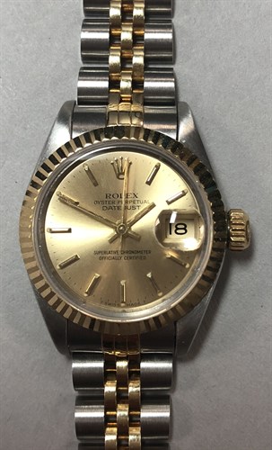 Lot 158 - Rolex - a lady's steel and gold Oyster Perpetual 'Datejust' wristwatch
