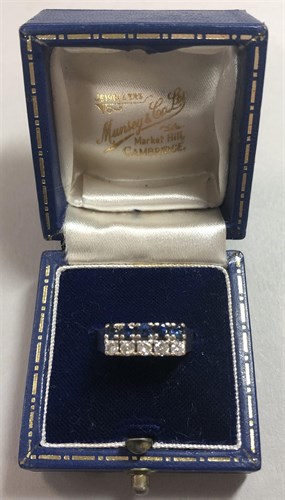 Lot 264 - A modern sapphire and diamond two row ring set in 18ct white gold