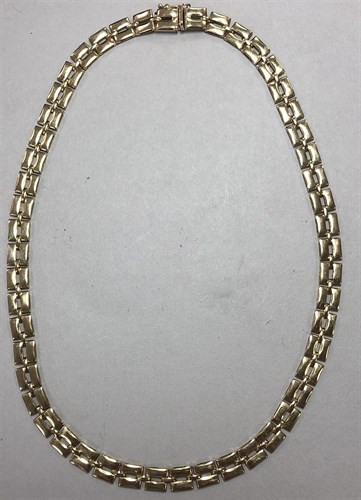 Lot 341 - An Italian 9ct gold brick link collar necklace