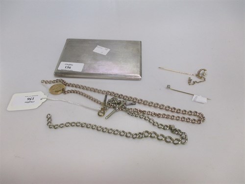 Lot 156 - A silver cigarette case 6.6 ozt together with...
