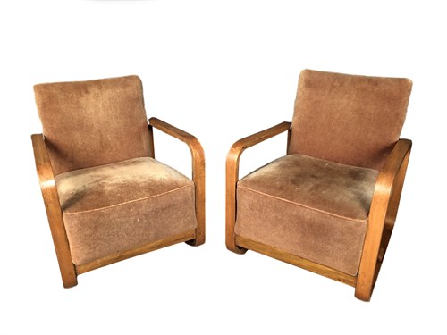 Lot 245 - A near pair of Art Deco armchairs