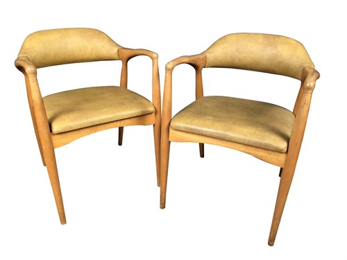 Lot 268 - A pair of mid-20th century Yugoslavian beech framed elbow chairs