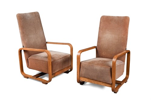 Lot 249 - A pair of Art Deco high back armchairs (2)