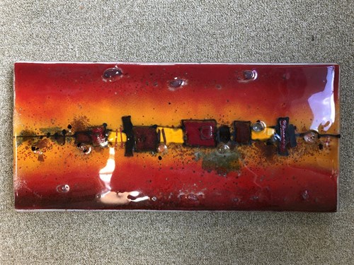 Lot 26 - Emma Wood (British, 20th century), five abstract glass panels