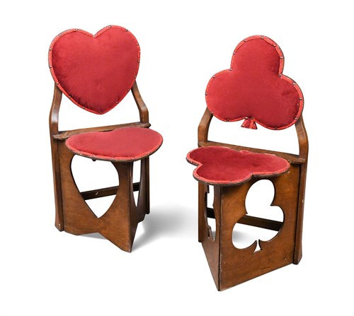 Lot 227 - A pair of early 20th century folding bridge chairs