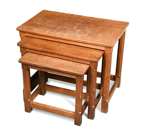 Lot 225 - Robert 'Mouseman' Thompson, a nest of three oak tables