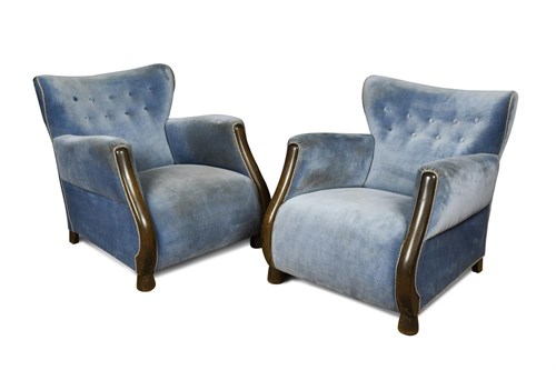 Lot 251 - Three Danish Art Deco lounge chairs