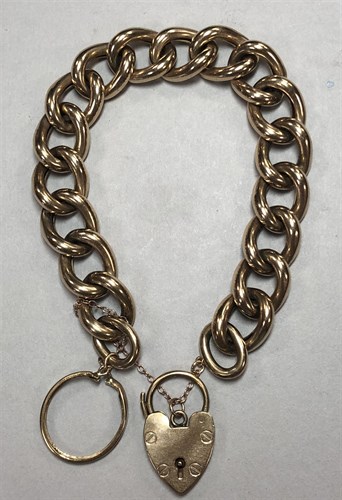 Lot 345 - A 9ct gold bracelet with padlock clasp