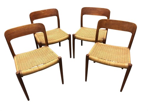 Lot 264 - Niels Otto Møller for J. L. Møller, a set of four teak model 75 dining chairs