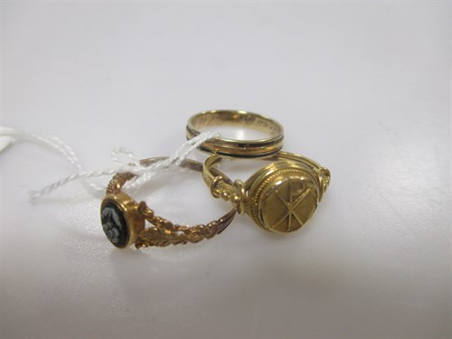 Lot 164 - A ring with chi-rho monogram and two mourning...