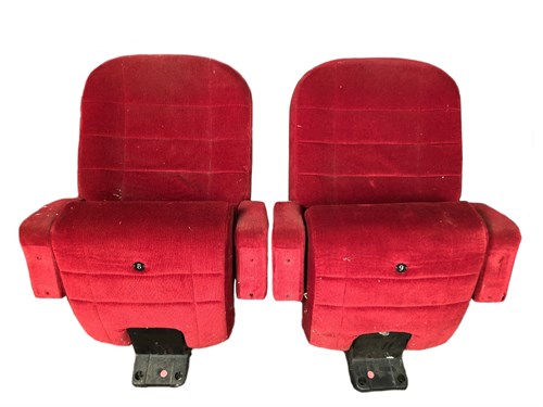 Lot 293 - A set of six folding cinema chairs, in corded...