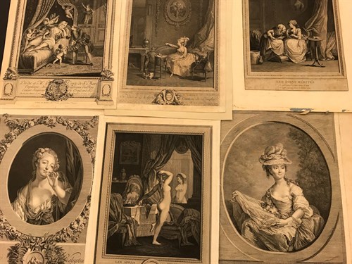 Lot 10 - A group of 11 French 18th century female figural and interior engravings