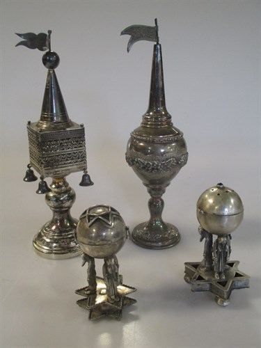 Lot 219 - Two continental silver Jewish spice towers and...