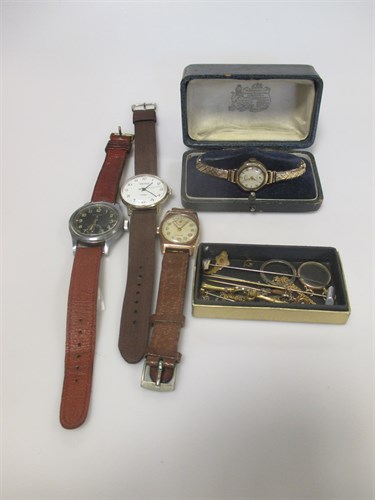 Lot 176 - A 9ct gold 'helvetia' wristwatch, a 9ct gold...