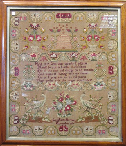 Lot 291 - A Victorian sampler, embroided with verse and...