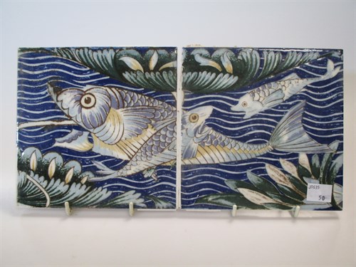 Lot 10 - A collection of nineteen and a half wall tiles...