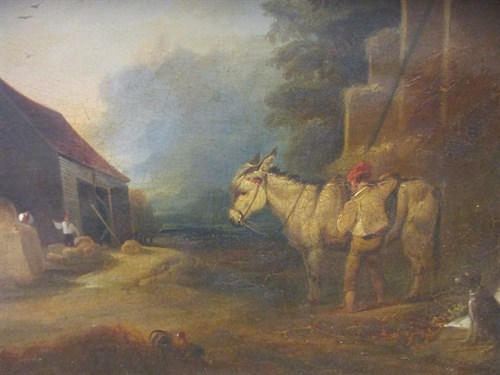 Lot 253 - Manner of George Morland 'Farmyard scene with...