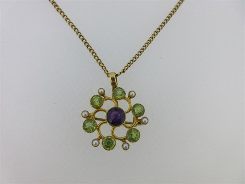 Lot 261 - A Suffragette colour brooch / pendant with chain