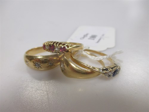 Lot 180 - An 18ct gold diamond set gypsy ring, an 18ct...