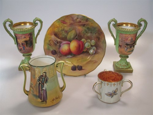 Lot 9 - A pair of Royal Doulton two-handled vases,...