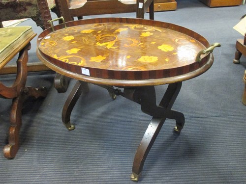 Lot 480 - An Edwardian mahogany oval inlaid tray on...